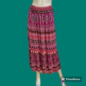 Hot Pink Boho Tribal Peasant Gypsy Skirt